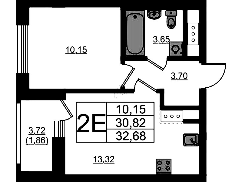 1-комнатная квартира 32.68 м², 9/10 эт., ЖК «UP! Квартал Новый Московский»